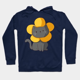 Gray cat flower illustration Hoodie